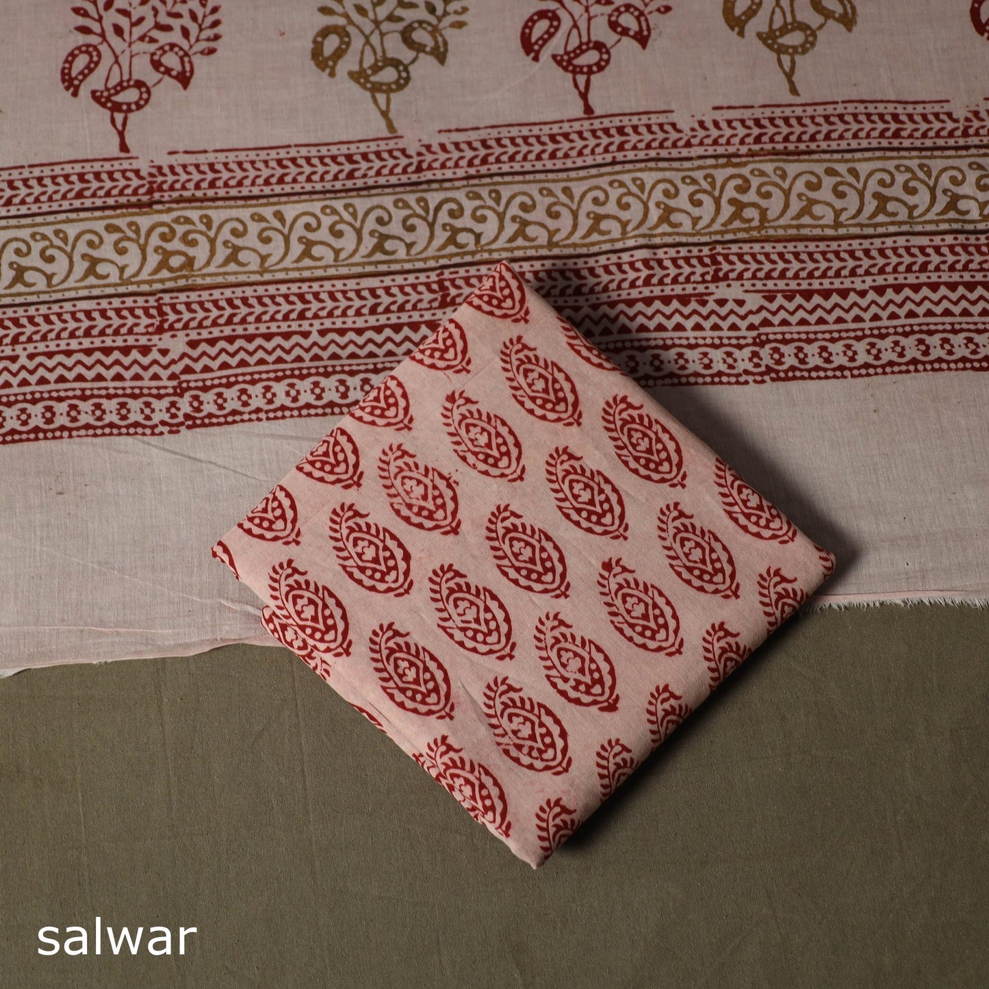Bagh hand block print natural dyed cotton 3pc unstitched
