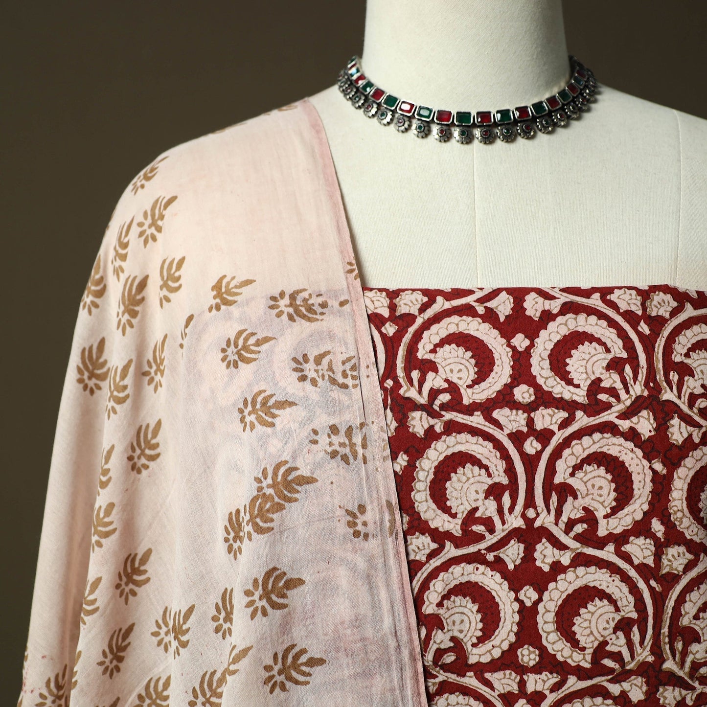 Bagh hand block print natural dyed cotton 3pc unstitched