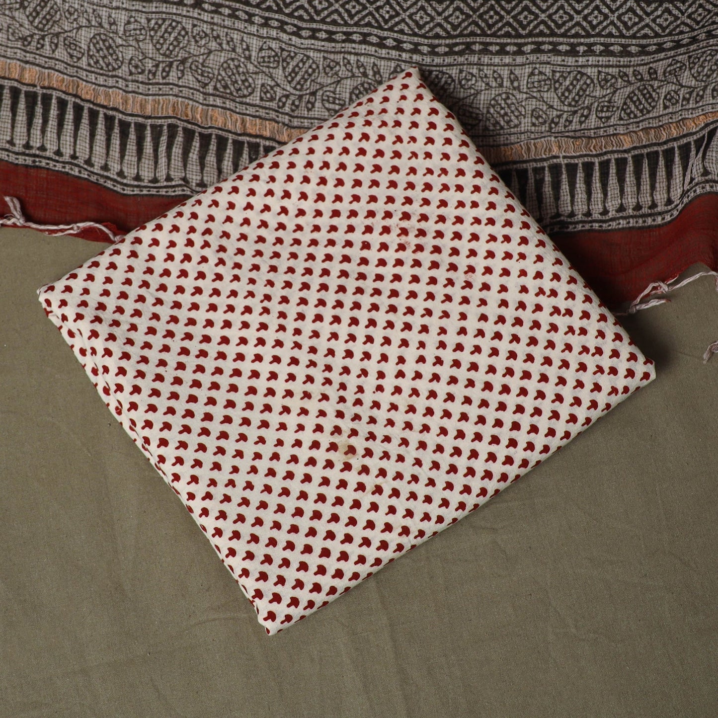 Bagh hand block print natural dyed kota doria cotton 3pc