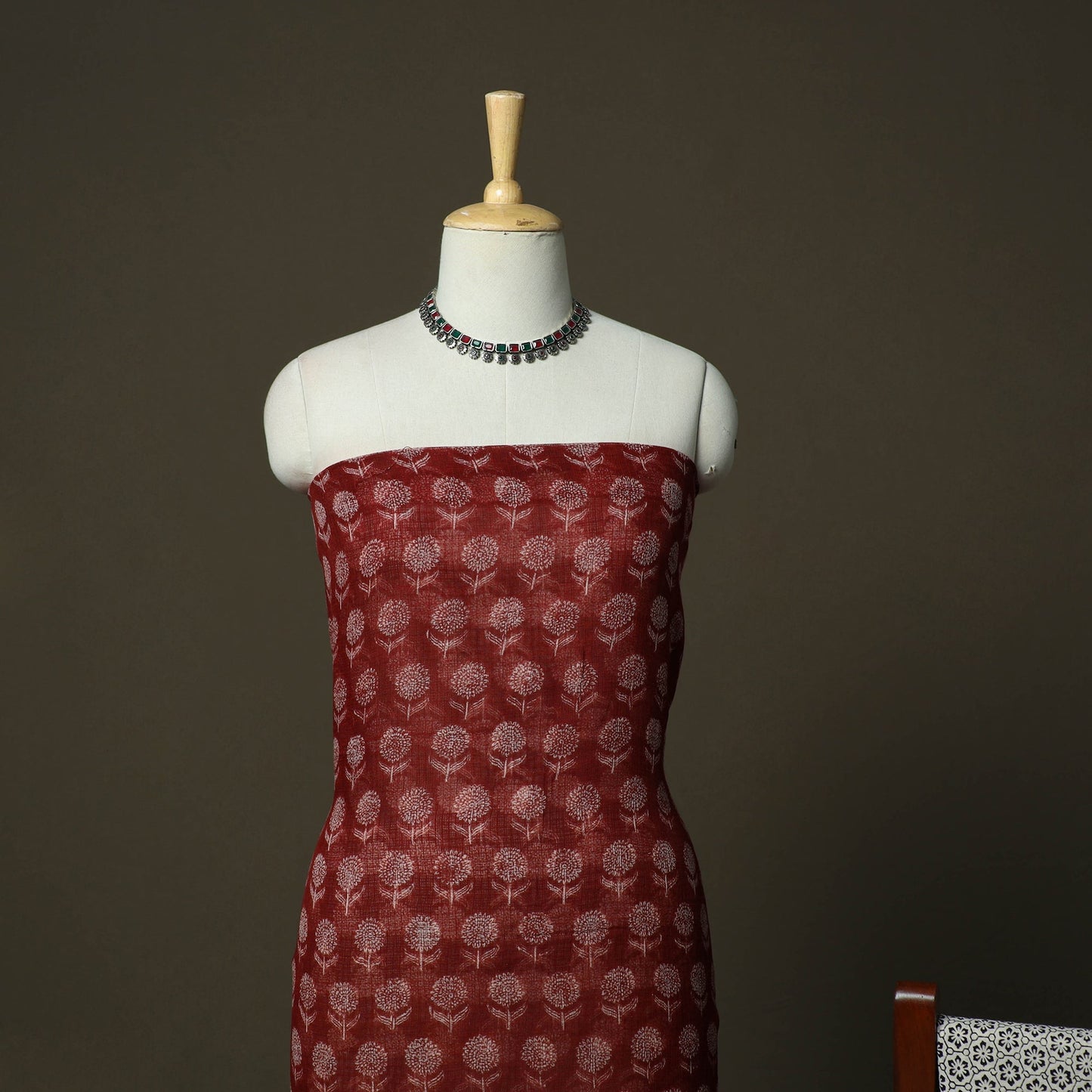 Bagh hand block print natural dyed kota doria cotton 3pc