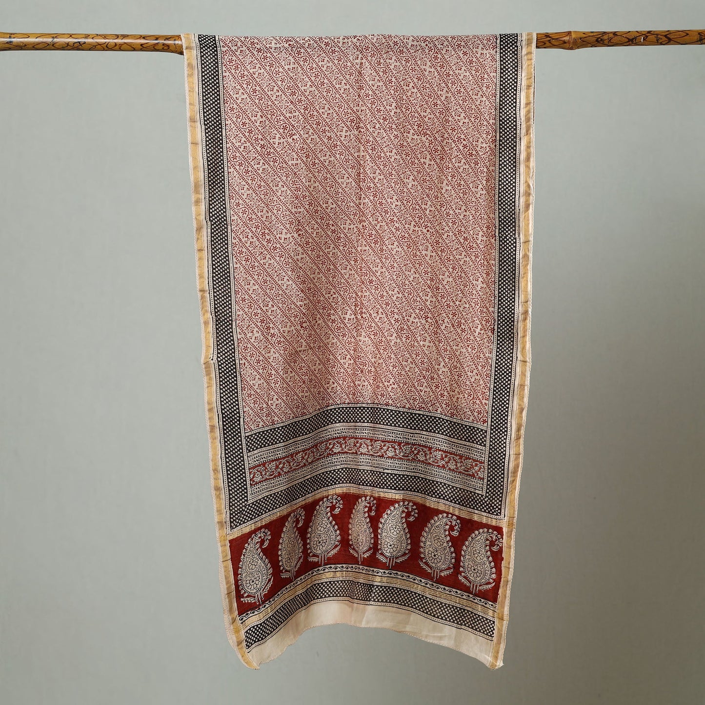 Buy Bagh Hand Block Printed Chanderi Silk Stole 01 Online at iTokri.com