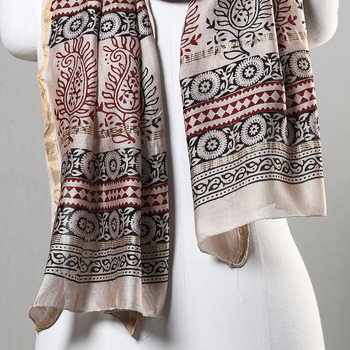 Bagh Block Printed Chanderi Silk Stole