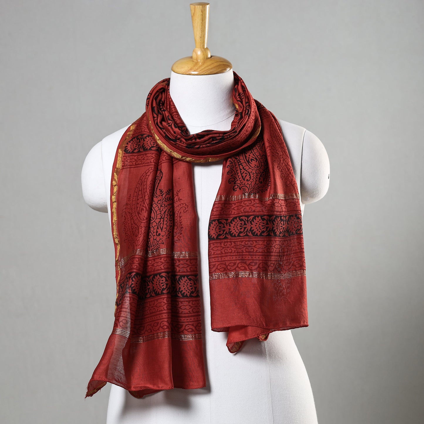 Bagh Block Printed Chanderi Silk Stole