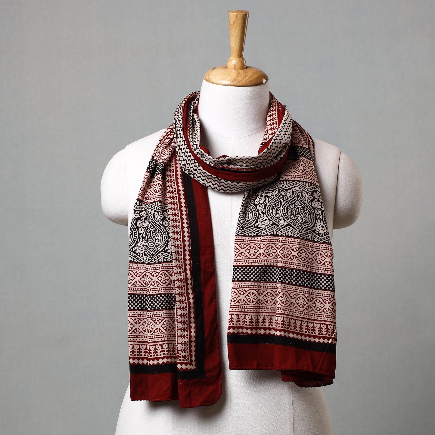 Red Bagh Hand Block Printed Cotton Stole