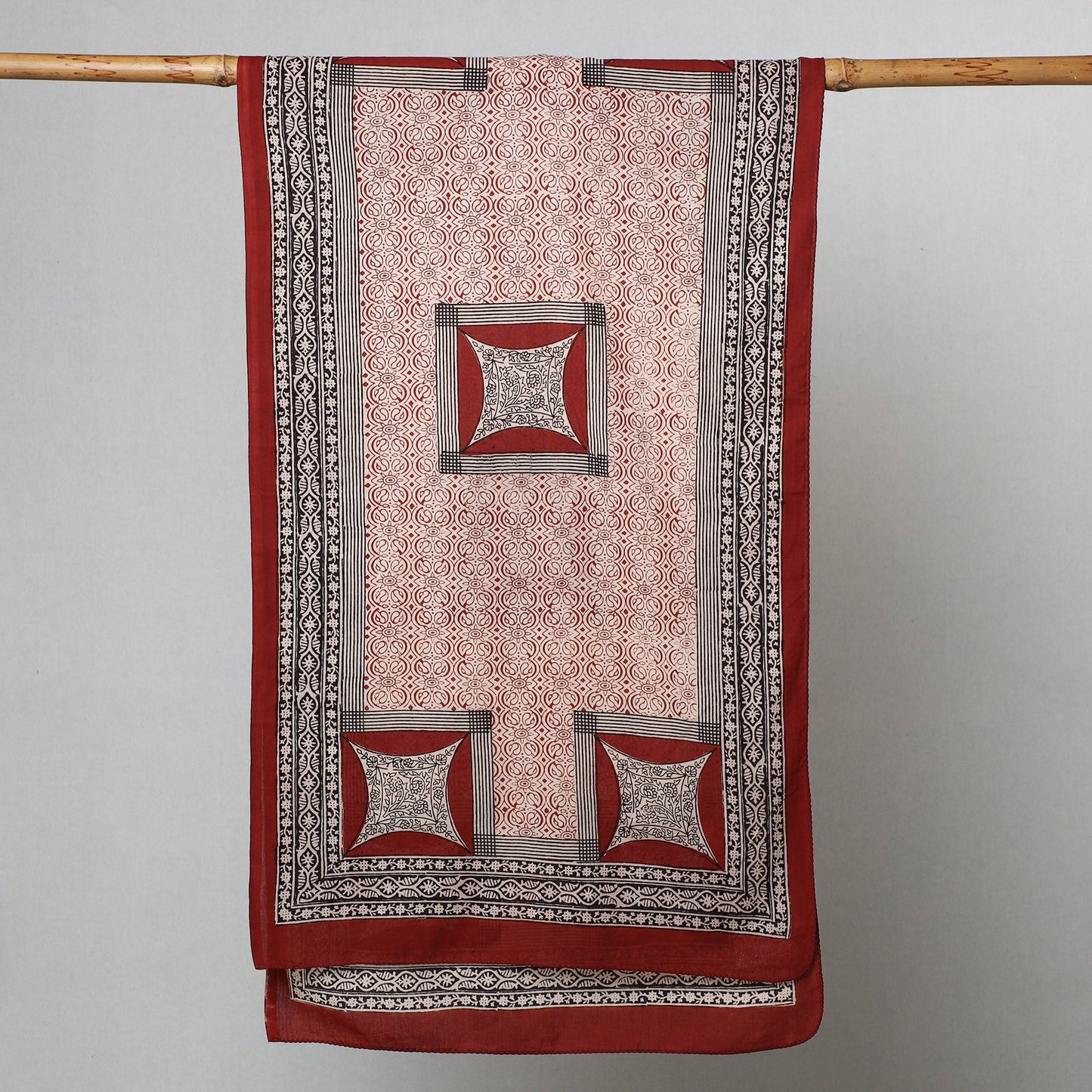 Red Bagh Hand Block Printed Cotton Stole