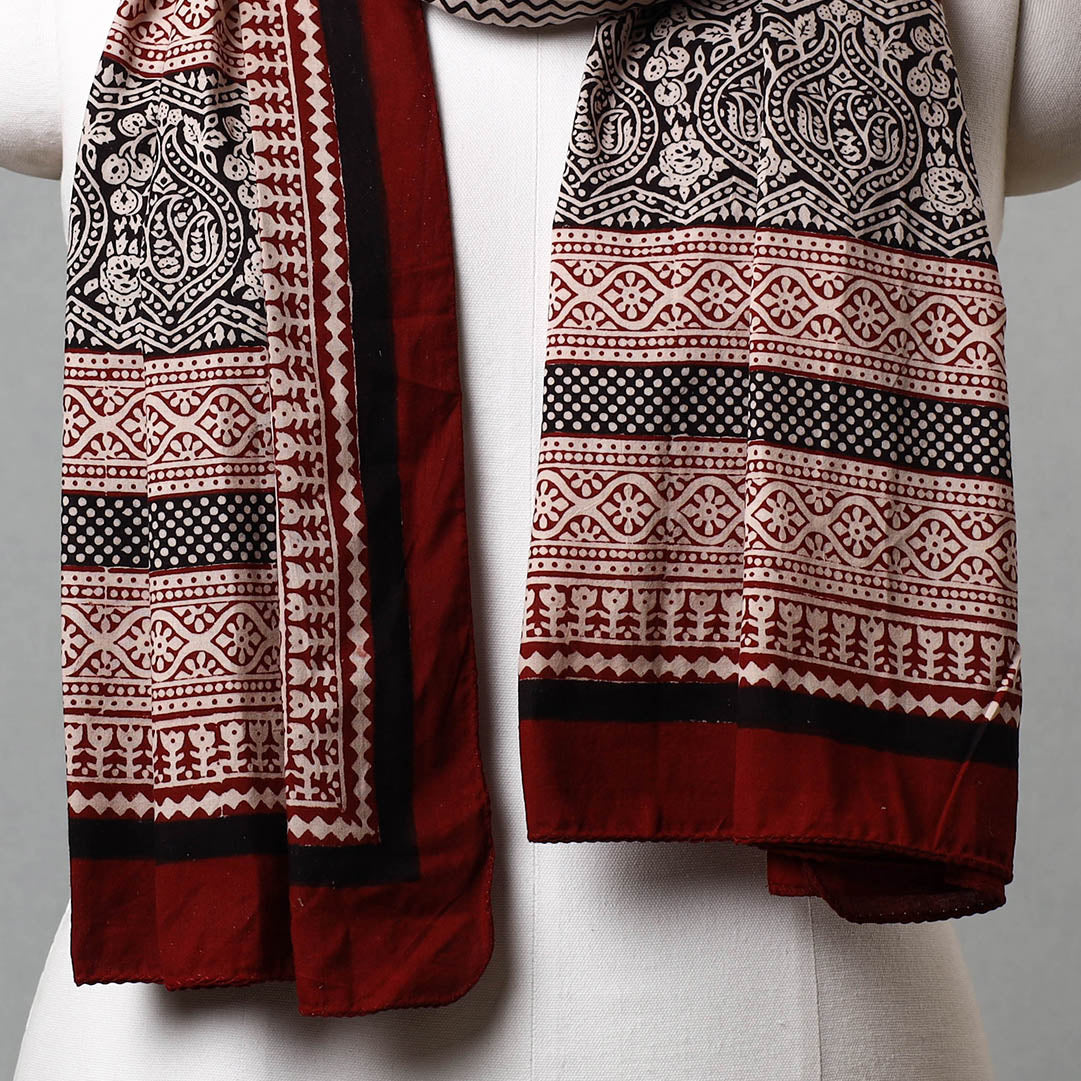 Red Bagh Hand Block Printed Cotton Stole