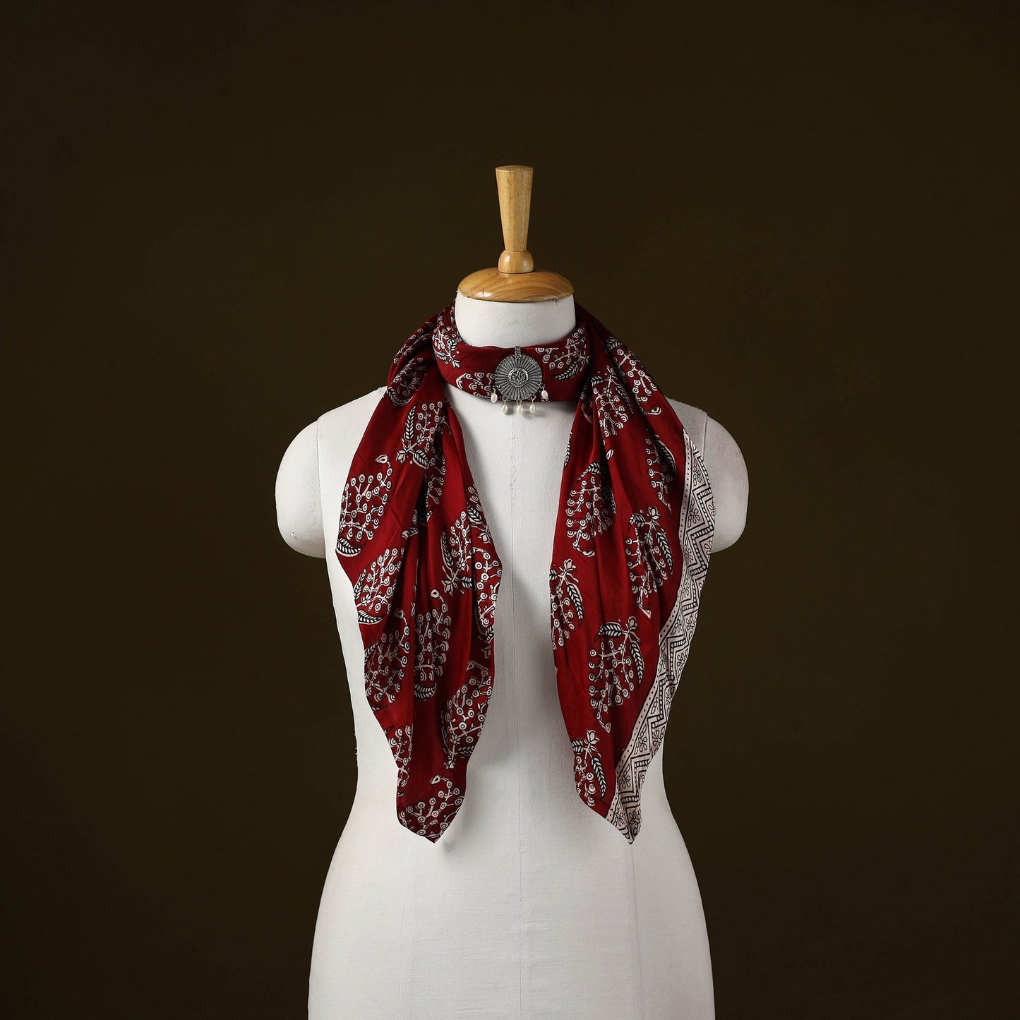 Bagh modal silk pendant necklace scarf 64 - handcrafted