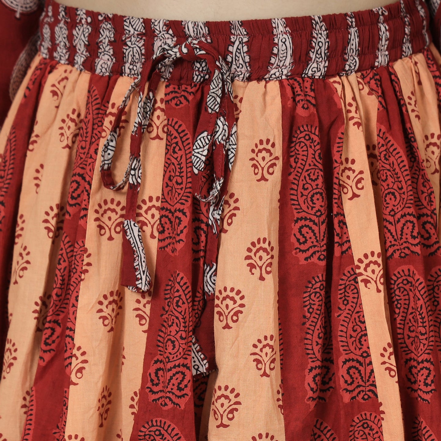 Bagh Block Printed Patchwork Cotton Long Skirt