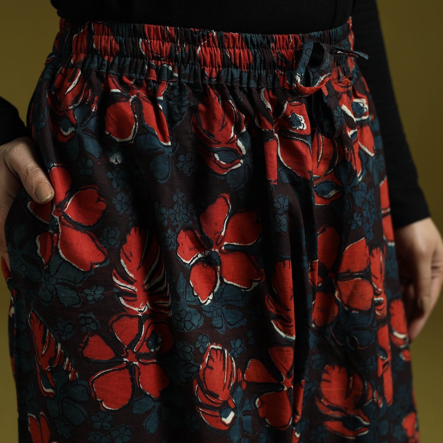 Red - bagru natural dyed cotton harem pant 18 - handcrafted