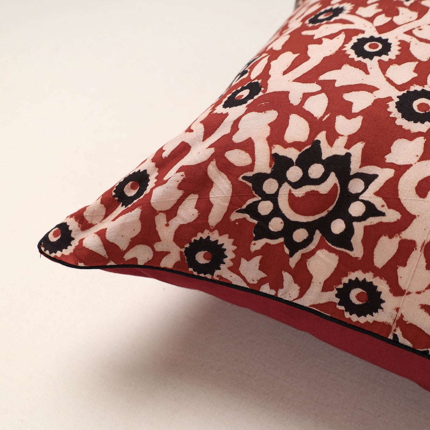 Buy Red Bagru Block Printed Cotton Cushion Cover