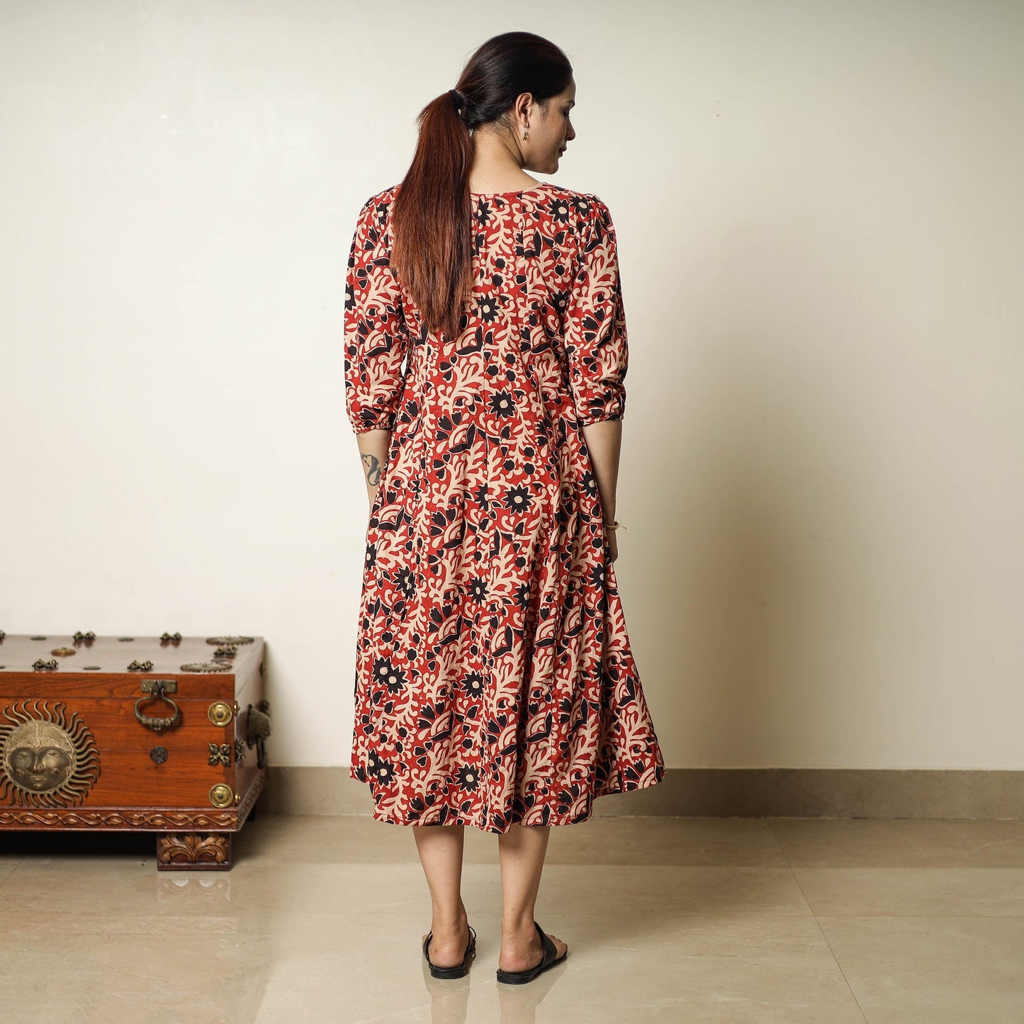 Buy Bagru Block Printed Cotton Flared Dress 01
