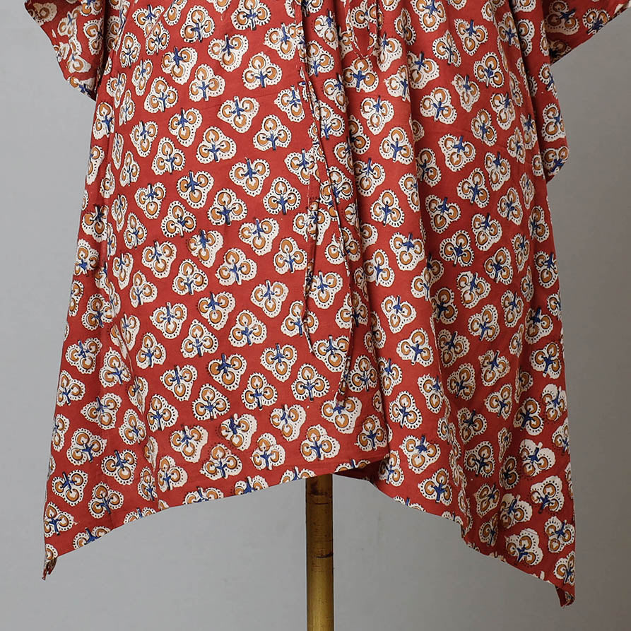 Buy Bagru Block Printed Cotton Kaftan with Tie-Up Waist Online at iTokri.com