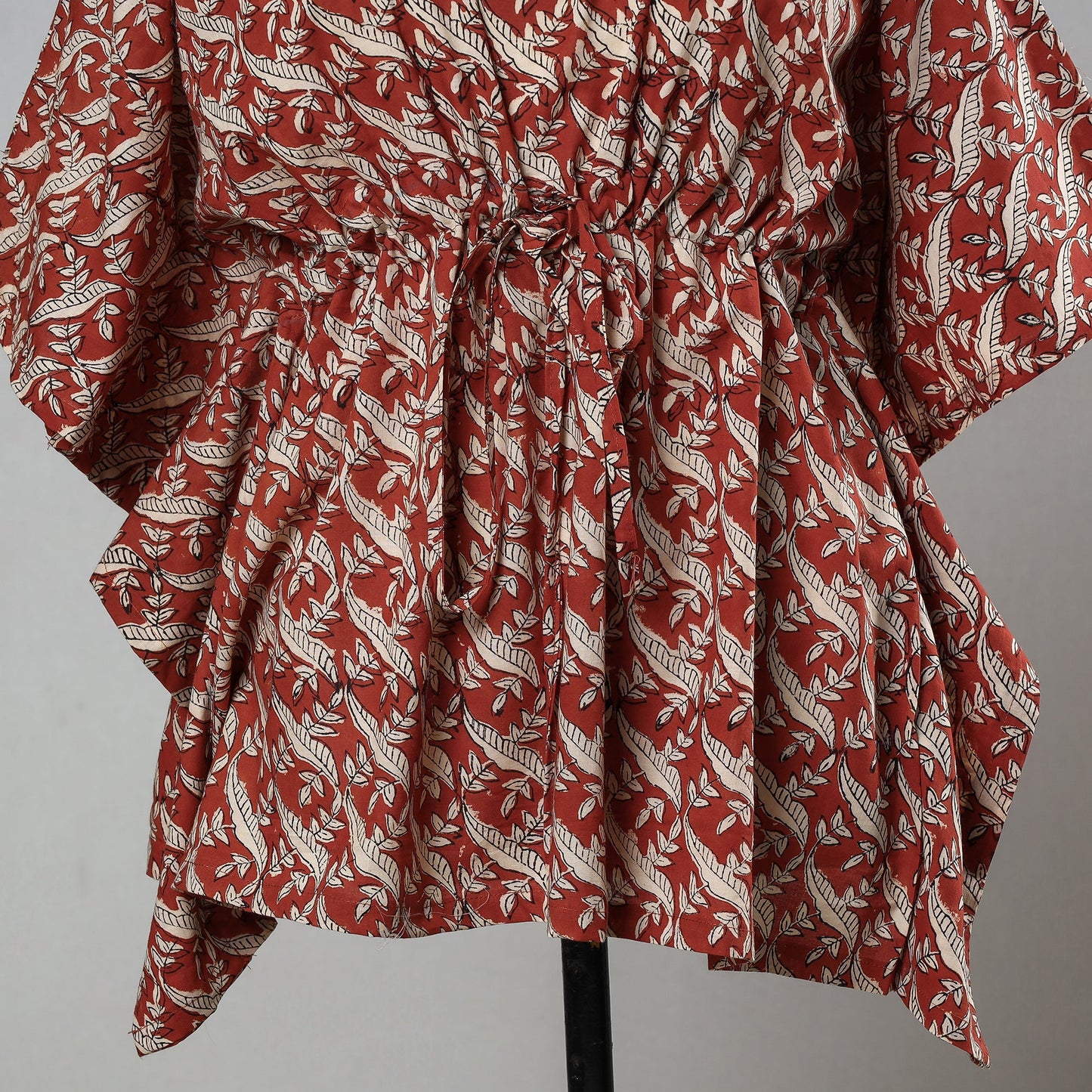 Bagru Block Printed Cotton Kaftan with Tie-Up Waist (Short)