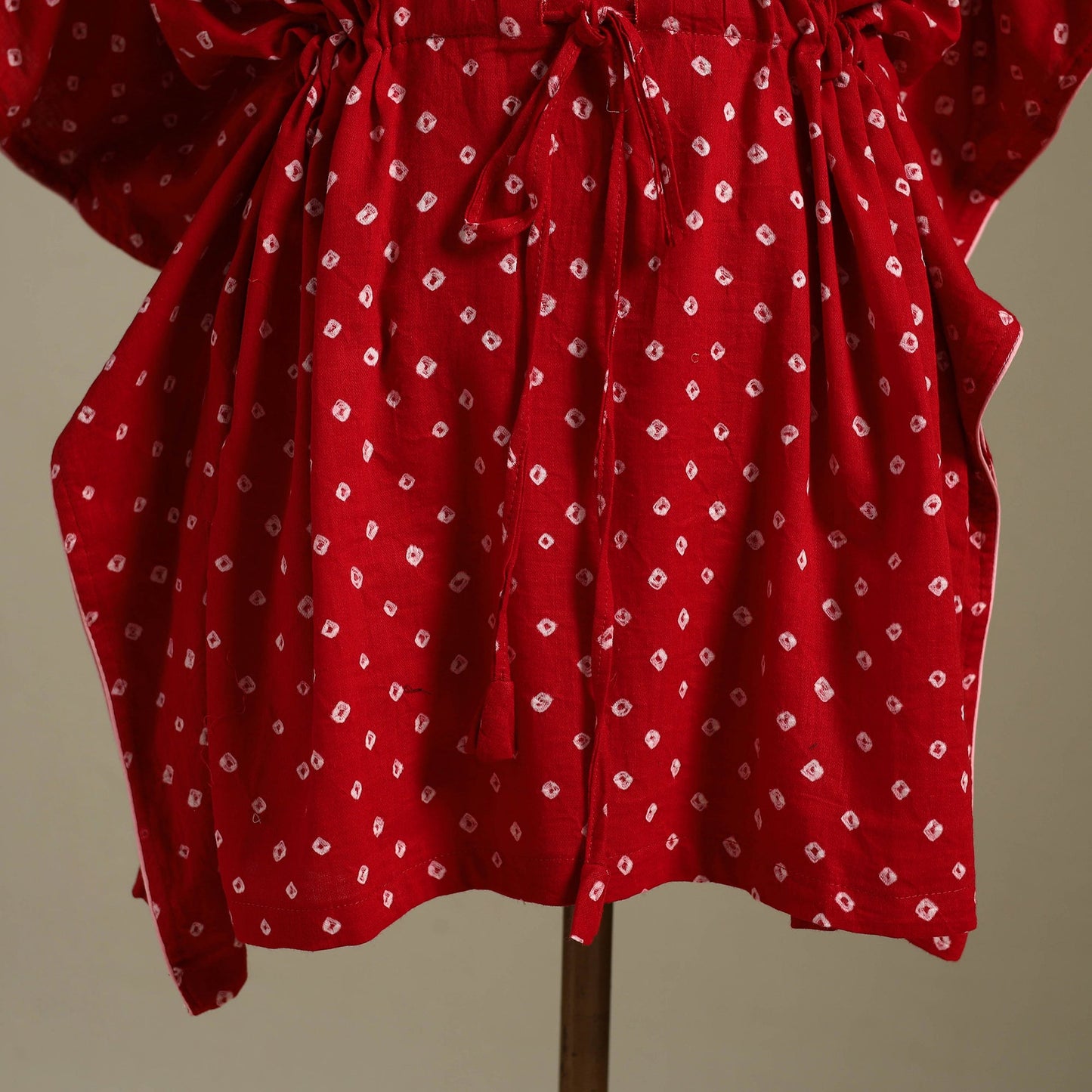 Red - bandhani tie & dye cotton kaftan (short) 48