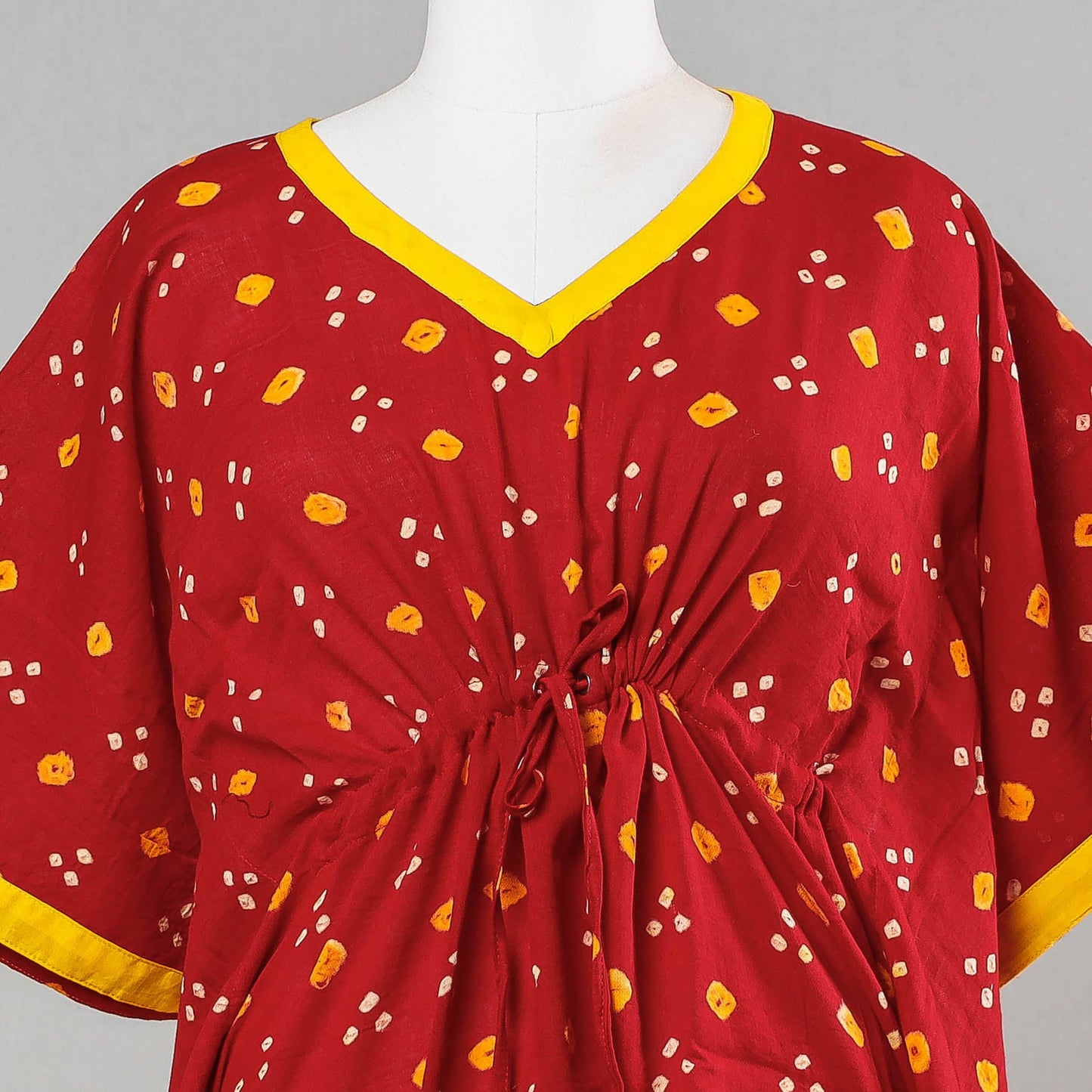 Bandhani Tie-Dye Cotton Kaftan with Tie-Up Waist