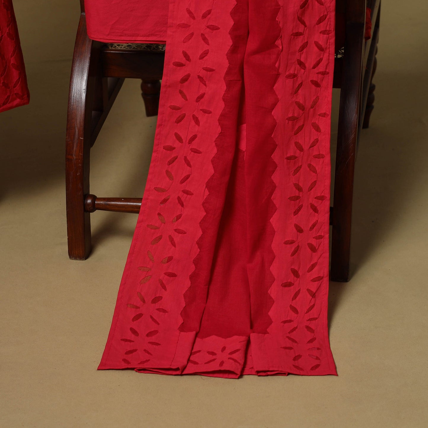 Barmer applique cut work cotton 3pc unstitched dress