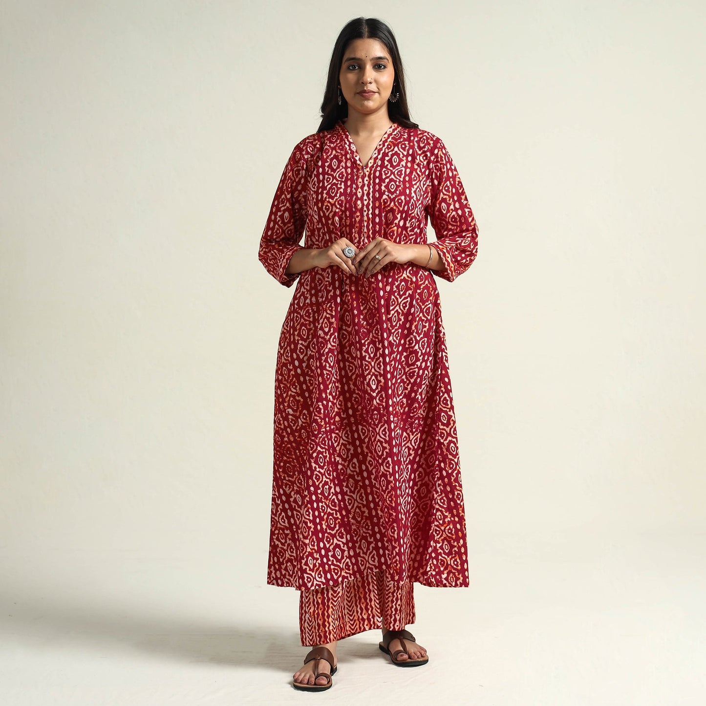Batik Printed Cotton Kurta with Palazzo Set Online l iTokri.com
