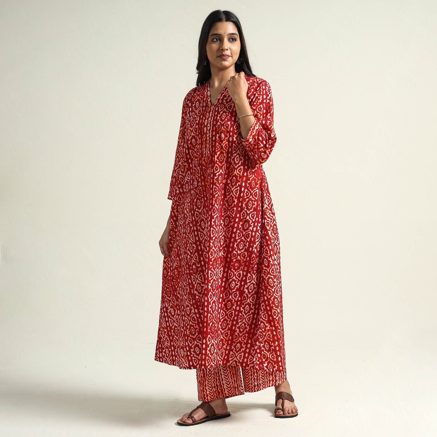 Batik Printed Cotton Kurta with Palazzo Set Online l iTokri.com