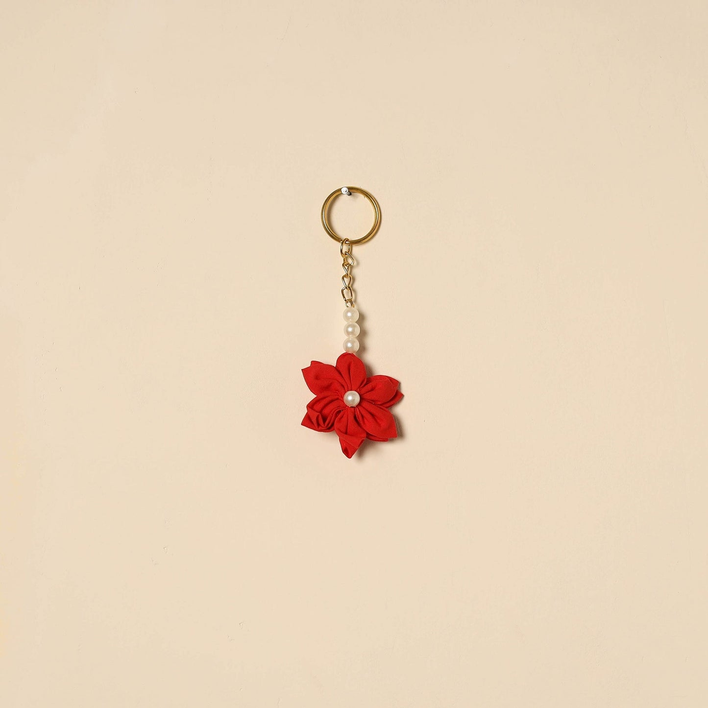 Beaded fabart flower keychain 37 - handcrafted
