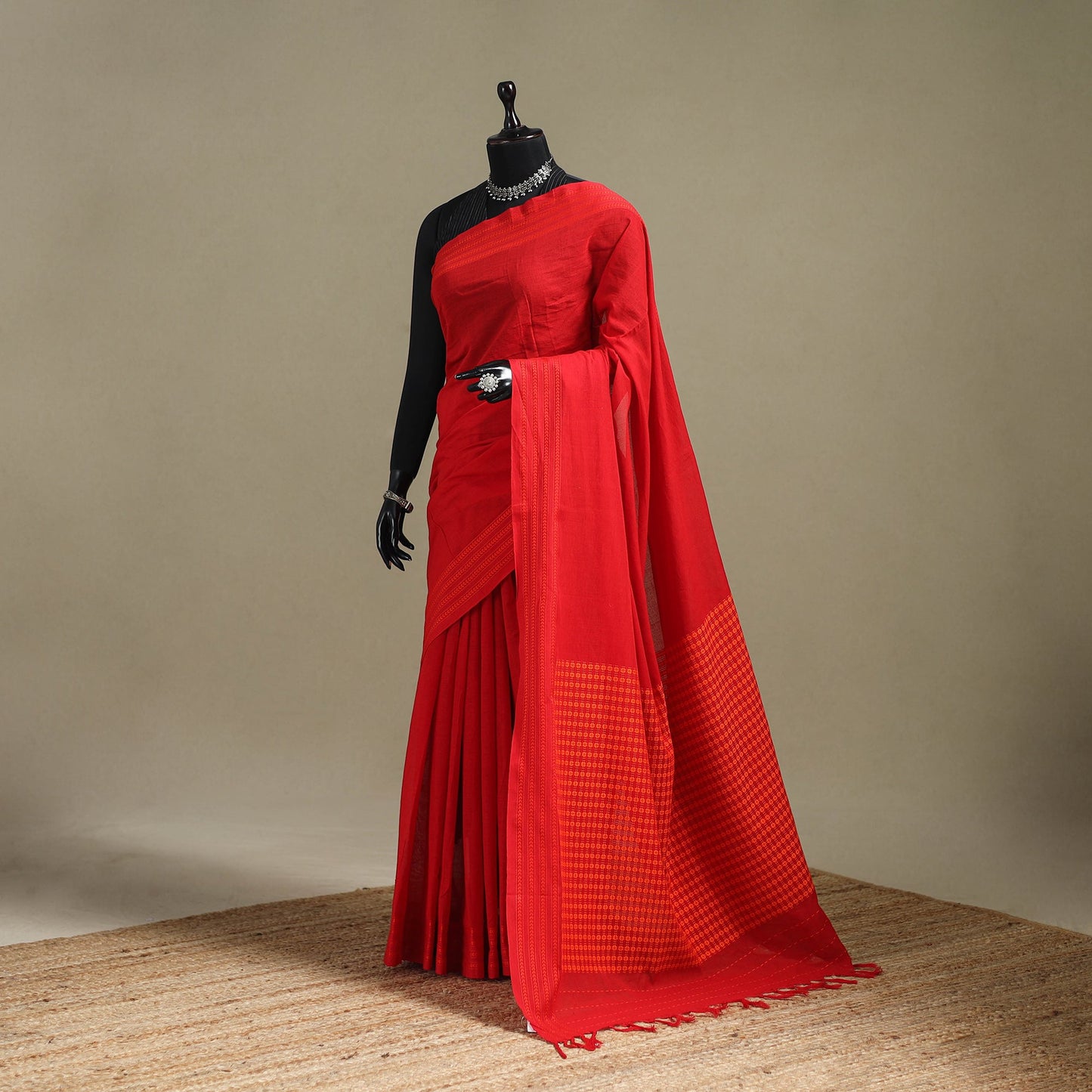 Red - bengal handwoven cotton begumpuri saree 07