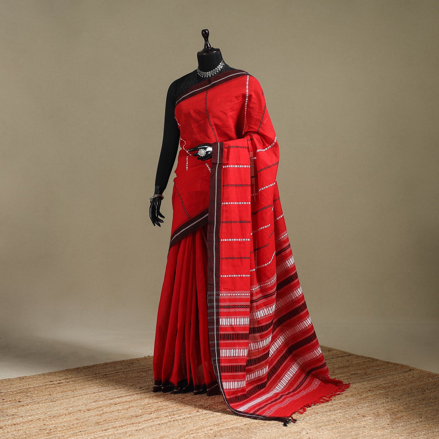 Red - bengal handwoven cotton begumpuri saree 28