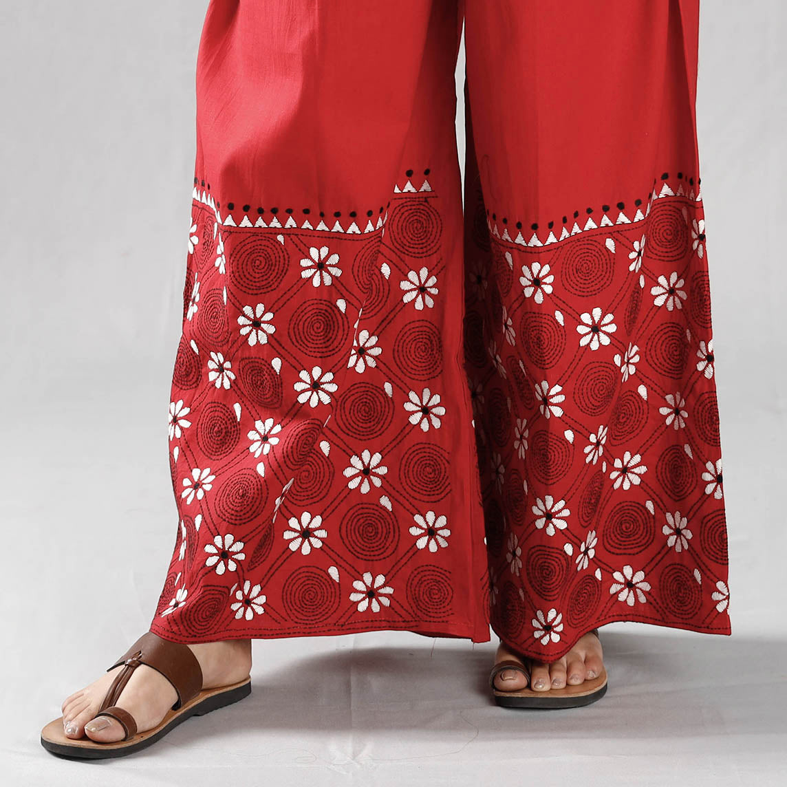 Bengal Kantha Embroidered Cotton Palazzo Online at iTokri.com