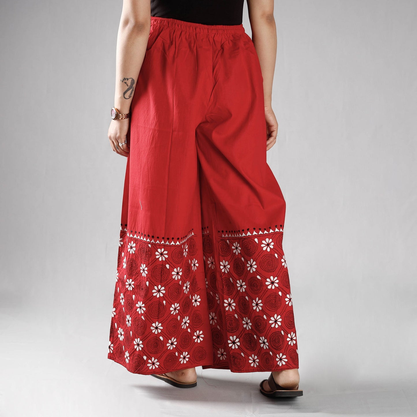 Bengal Kantha Embroidered Cotton Palazzo Online at iTokri.com