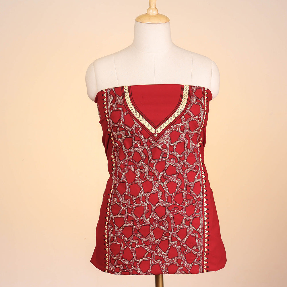 Bengal Kantha Embroidered Pure Cotton Kurta Material Online at iTokri.com