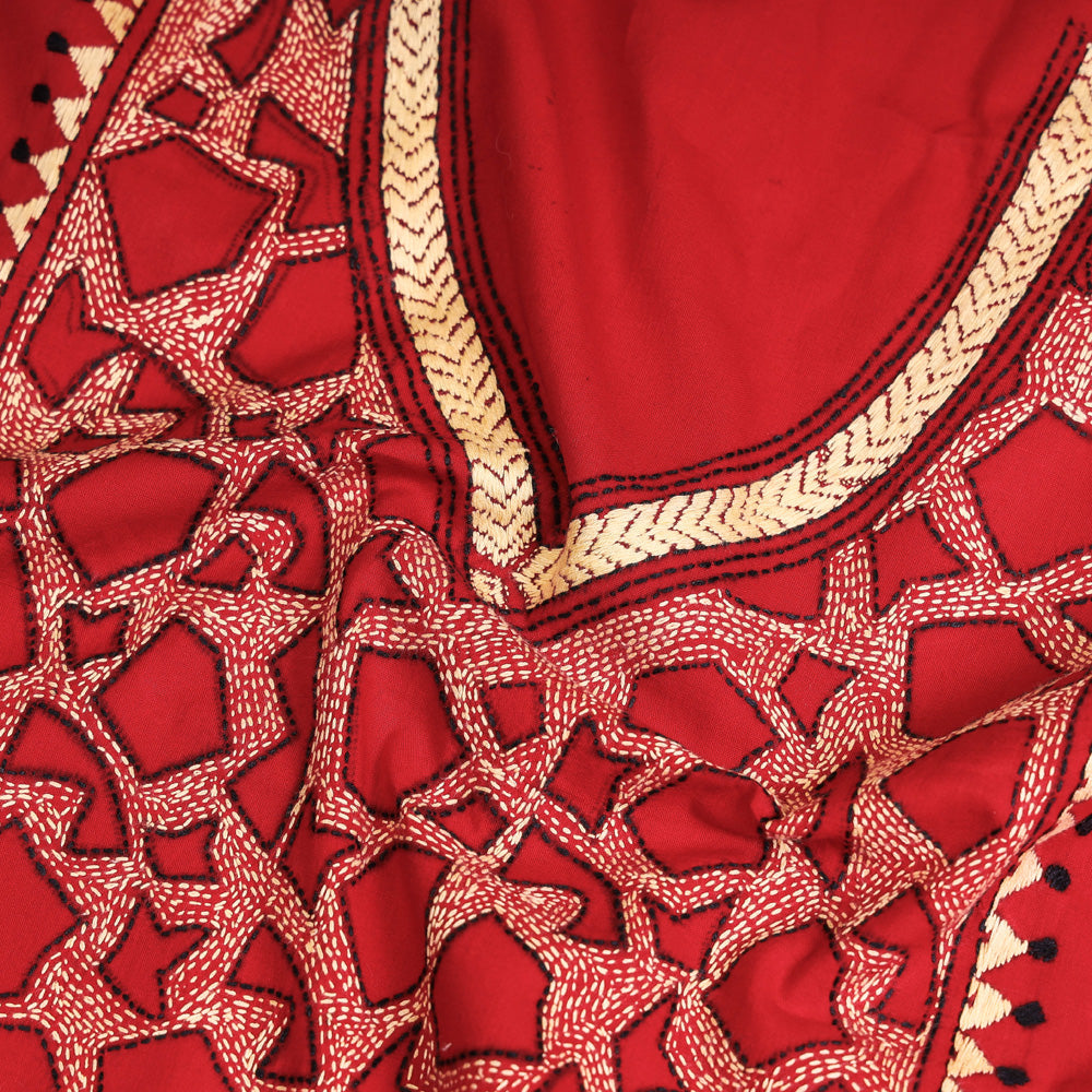 Bengal Kantha Embroidered Pure Cotton Kurta Material Online at iTokri.com