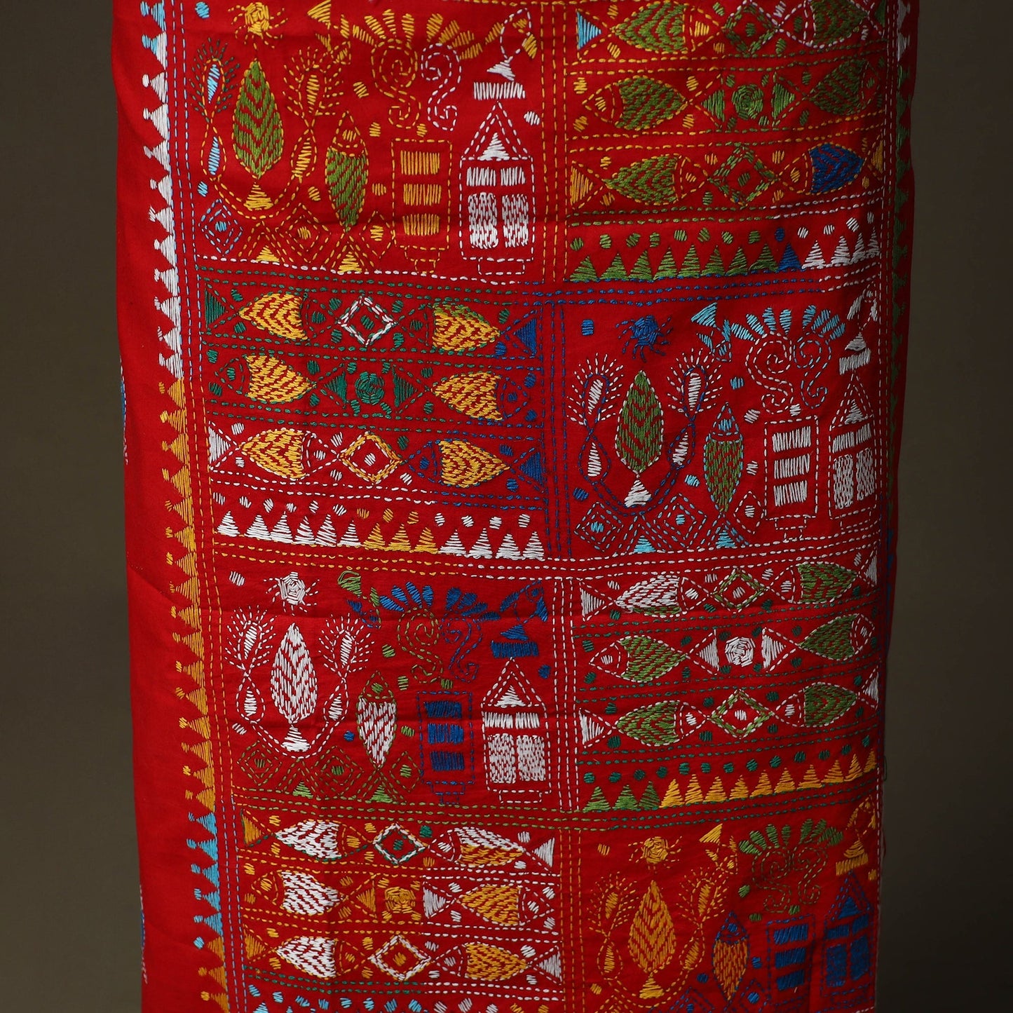 Bengal kantha hand embroidered cotton unstitched kurta