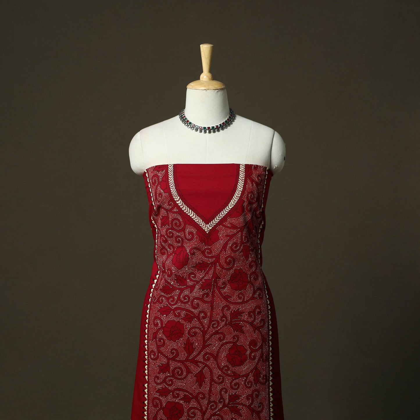 Bengal kantha hand embroidered cotton unstitched kurta