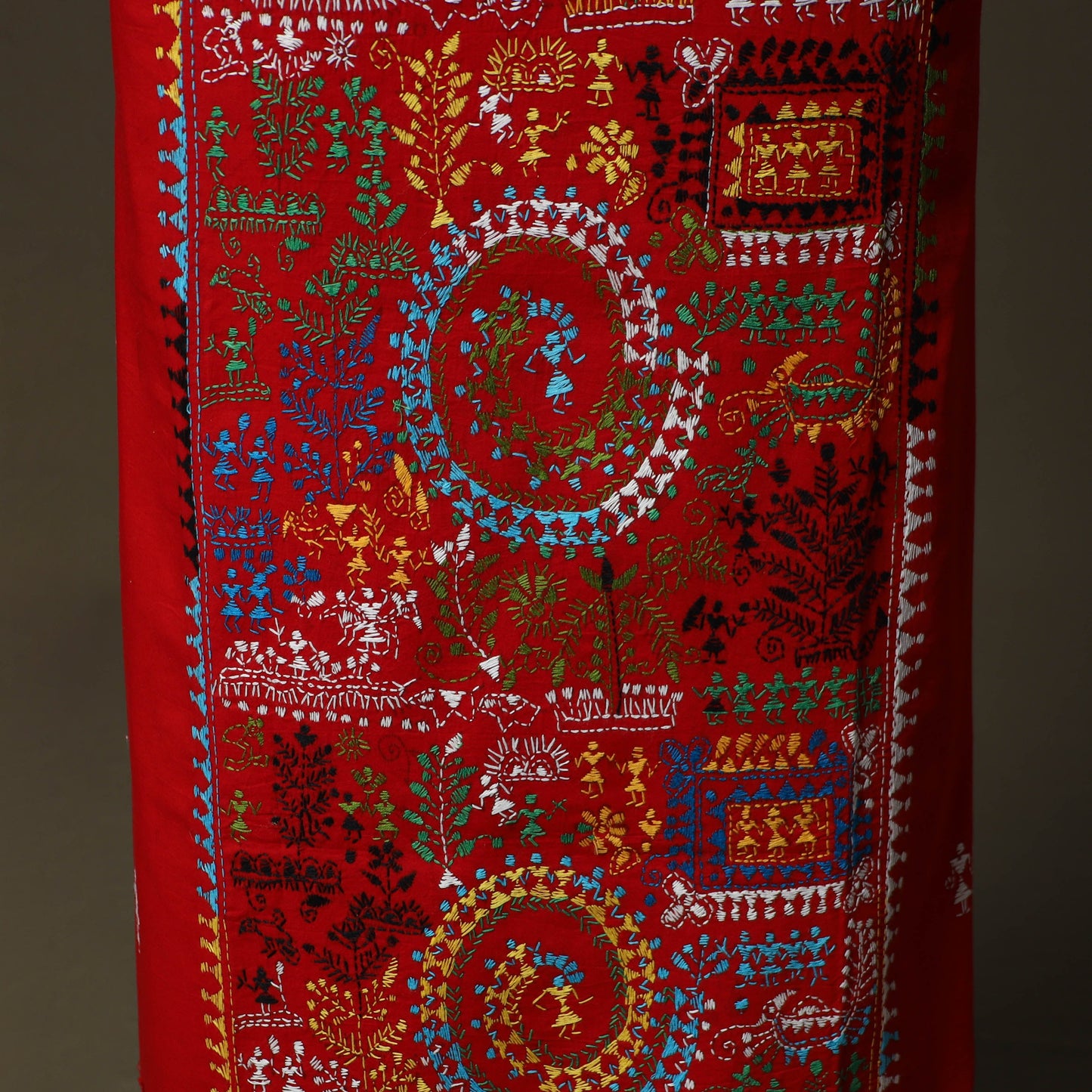 Bengal kantha hand embroidered cotton unstitched kurta