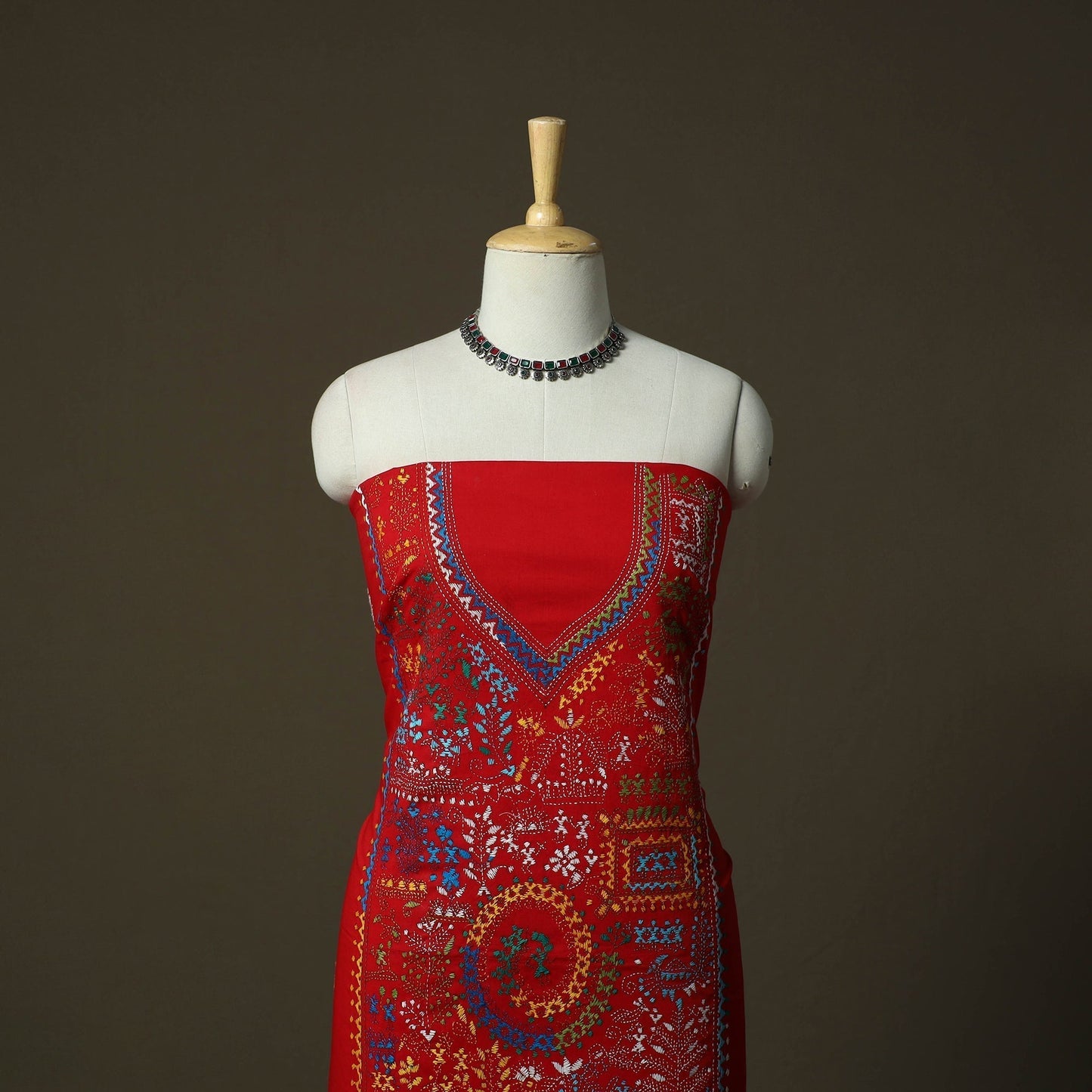 Bengal kantha hand embroidered cotton unstitched kurta