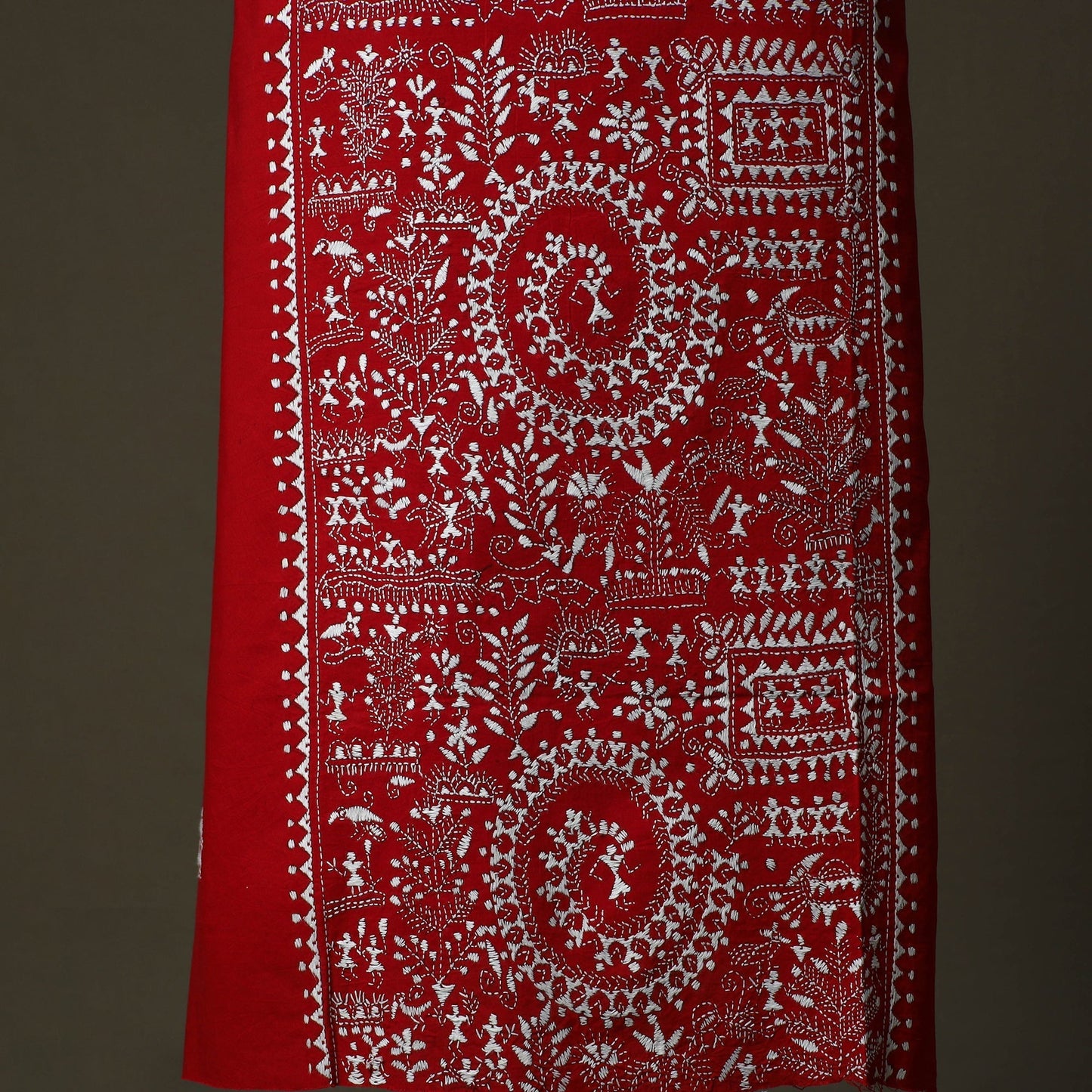 Bengal kantha hand embroidered cotton unstitched kurta
