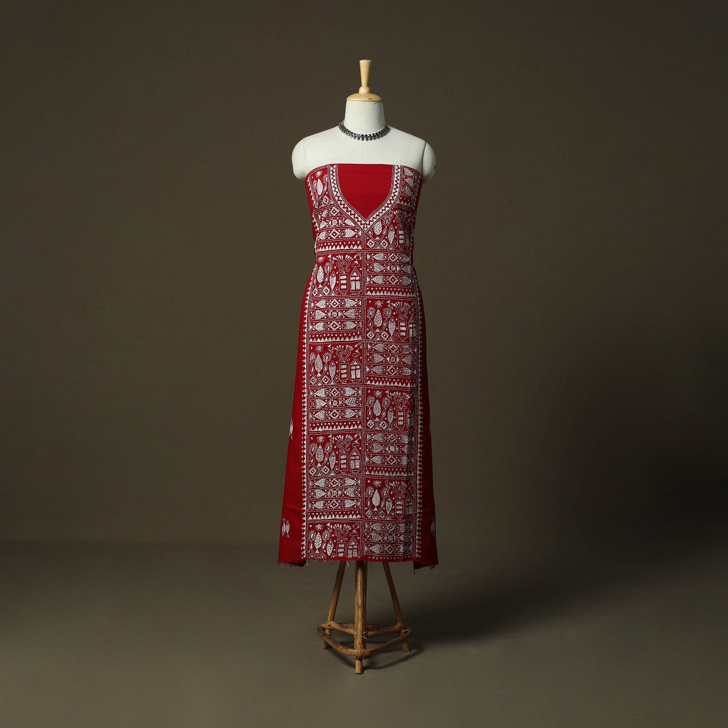 Bengal kantha hand embroidered cotton unstitched kurta
