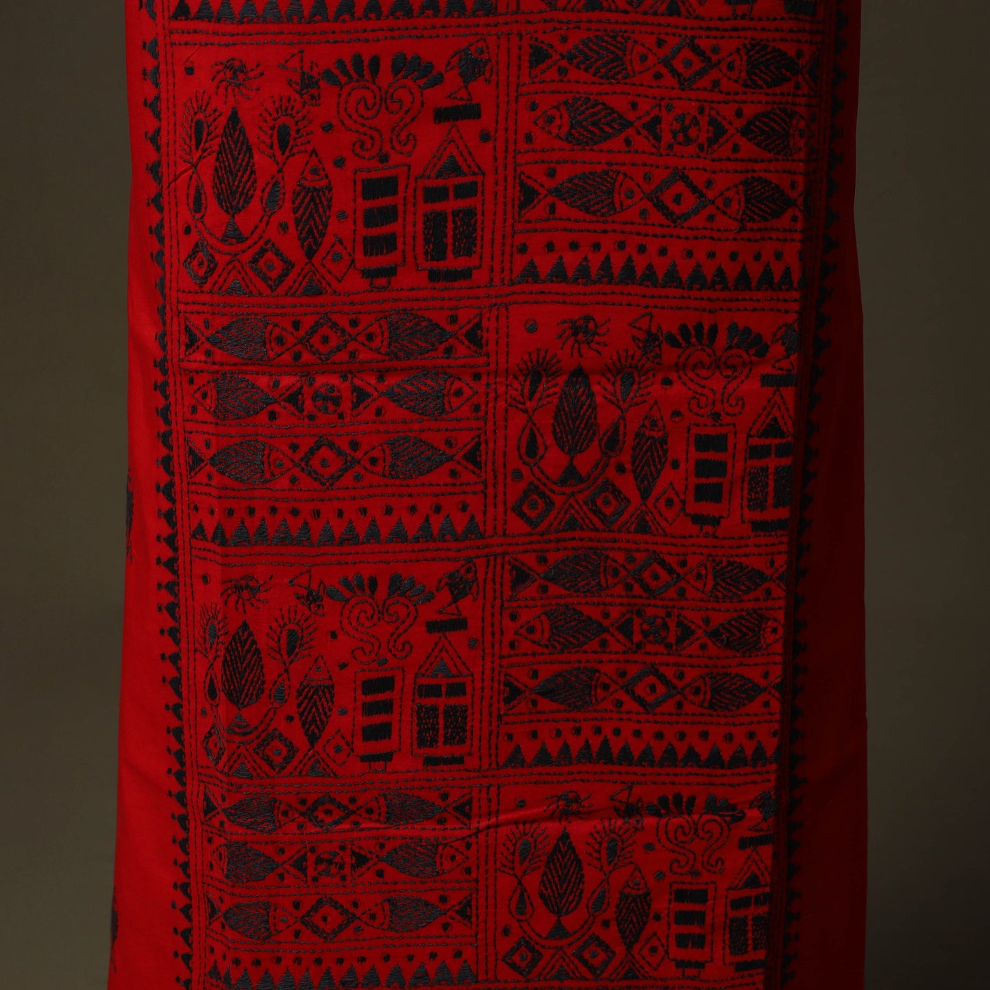 Bengal kantha hand embroidered cotton unstitched kurta