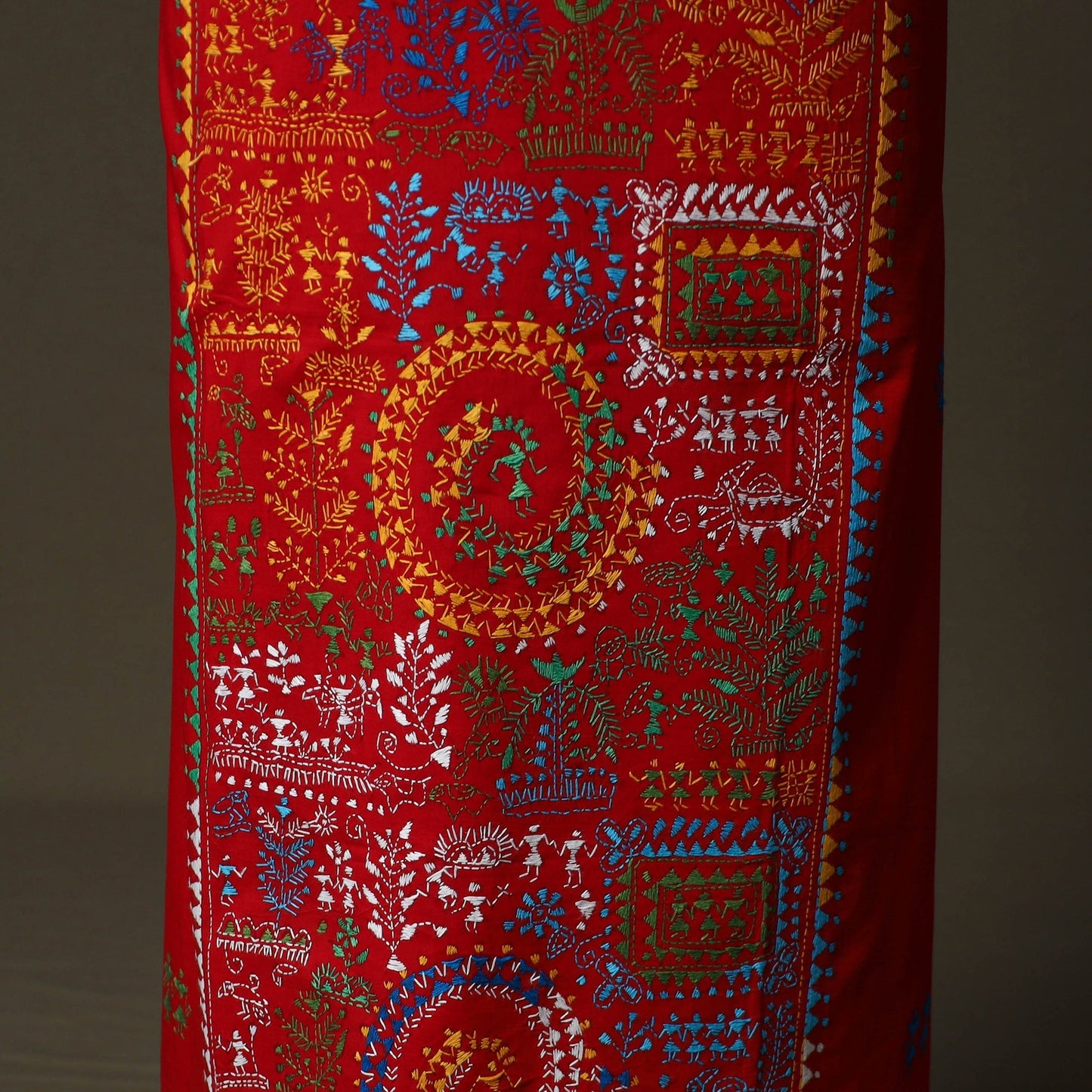 Bengal kantha hand embroidered cotton unstitched kurta