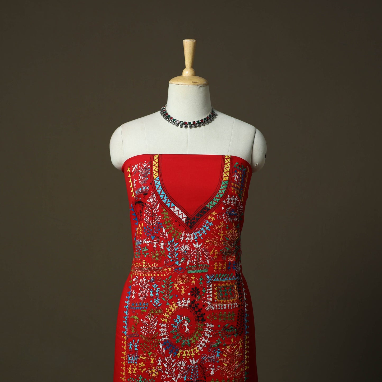 Bengal kantha hand embroidered cotton unstitched kurta