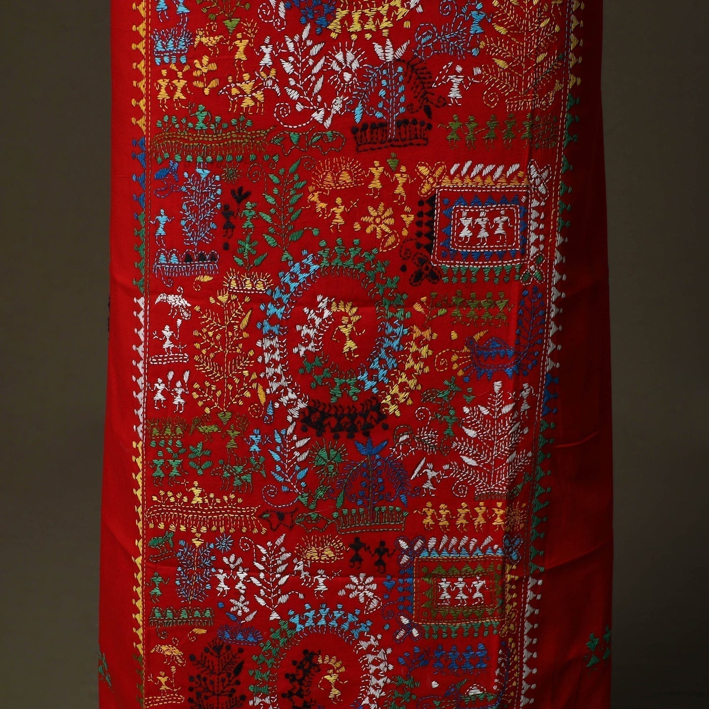 Bengal kantha hand embroidered cotton unstitched kurta