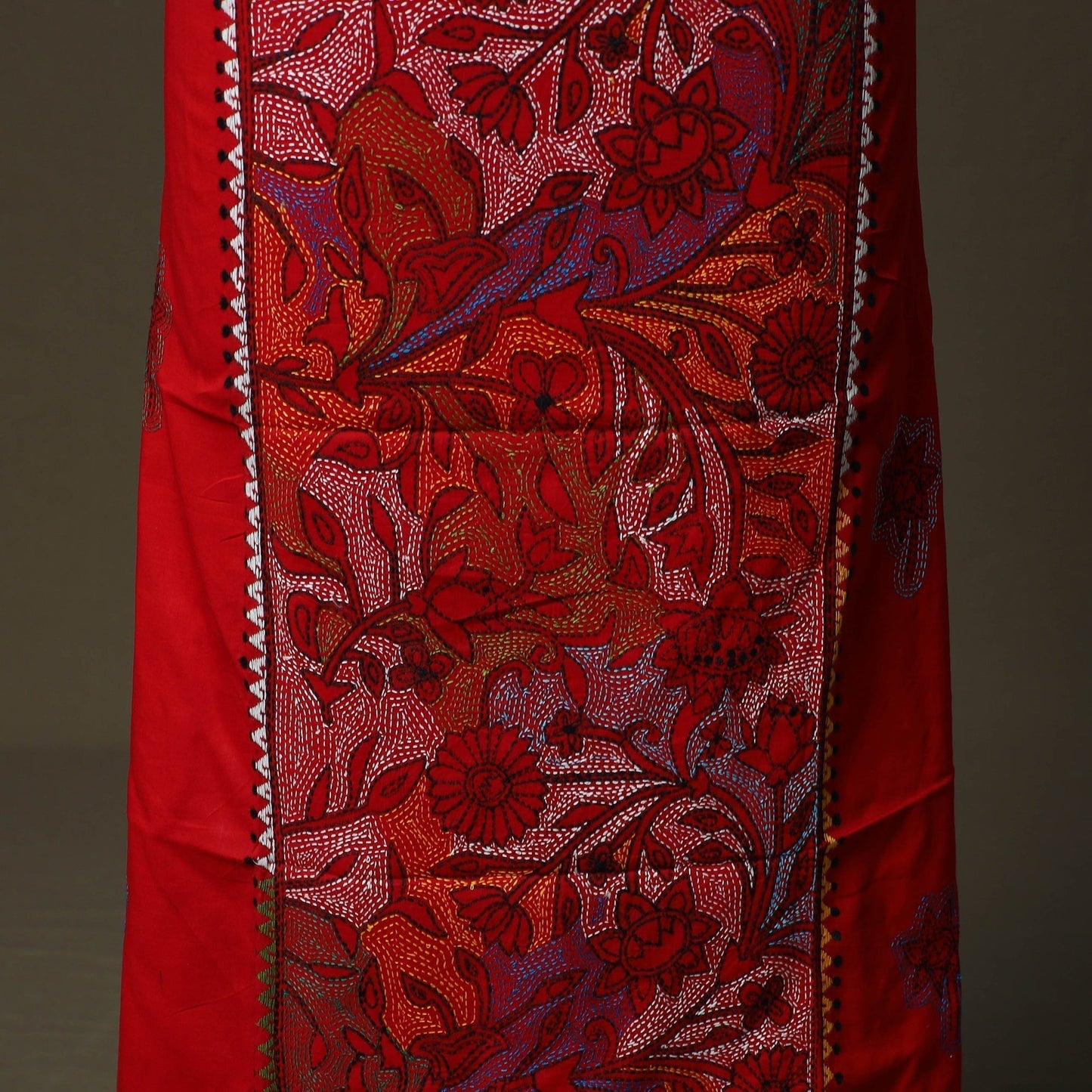 Bengal kantha hand embroidered cotton unstitched kurta