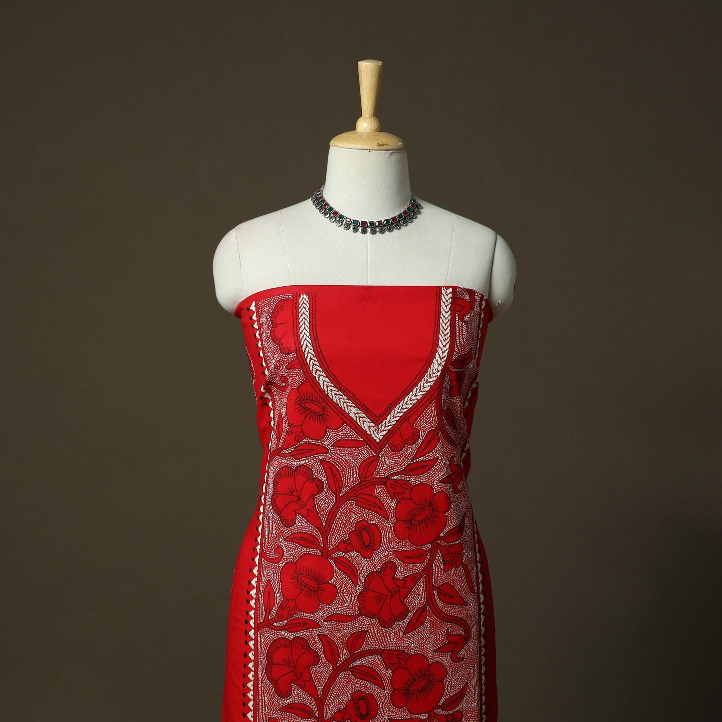 Bengal kantha hand embroidered cotton unstitched kurta