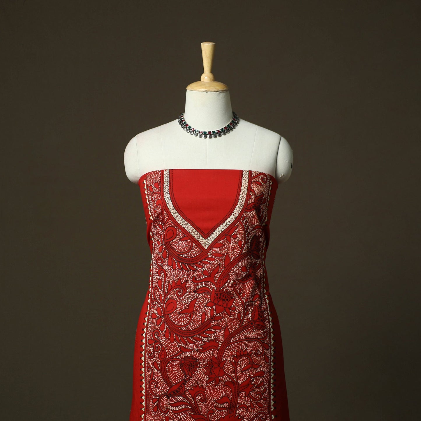 Bengal kantha hand embroidered cotton unstitched kurta