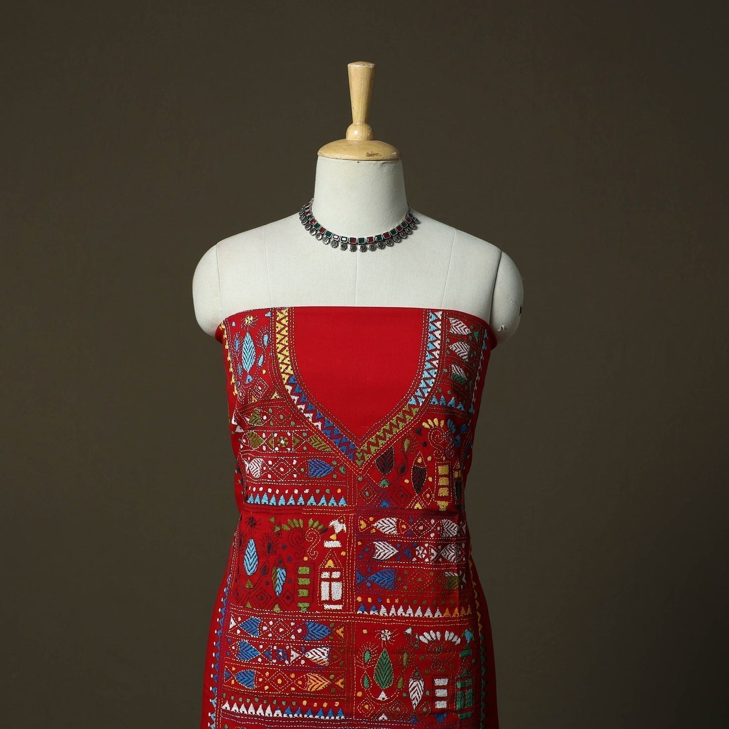 Bengal kantha hand embroidered cotton unstitched kurta