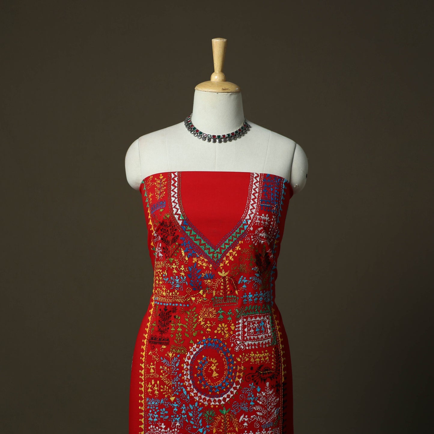 Bengal kantha hand embroidered cotton unstitched kurta