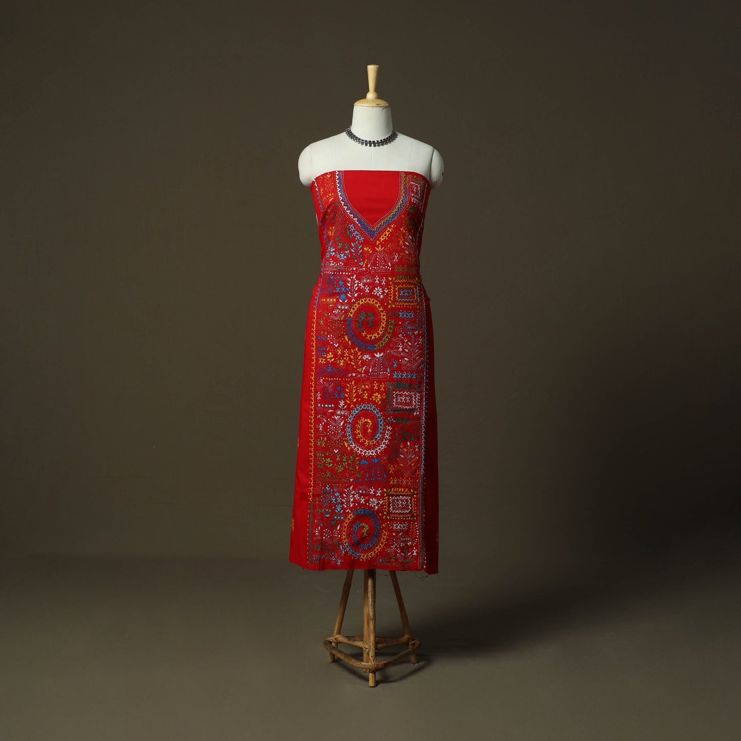 Bengal kantha hand embroidered cotton unstitched kurta