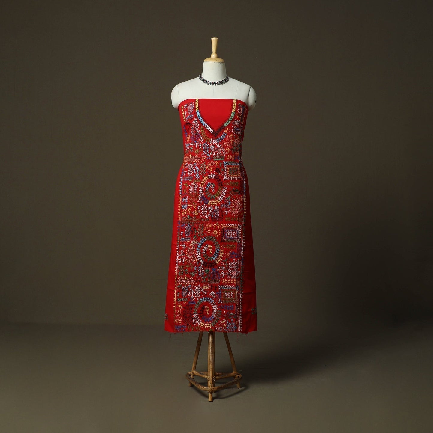 Bengal kantha hand embroidered cotton unstitched kurta