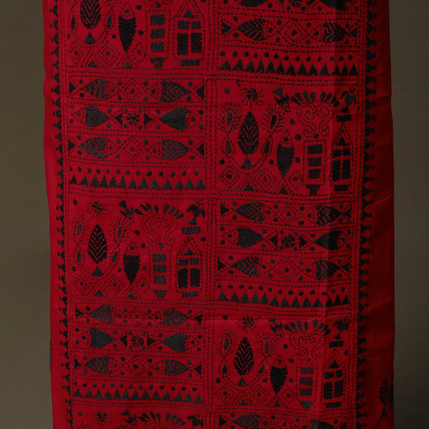 Bengal kantha hand embroidered cotton unstitched kurta