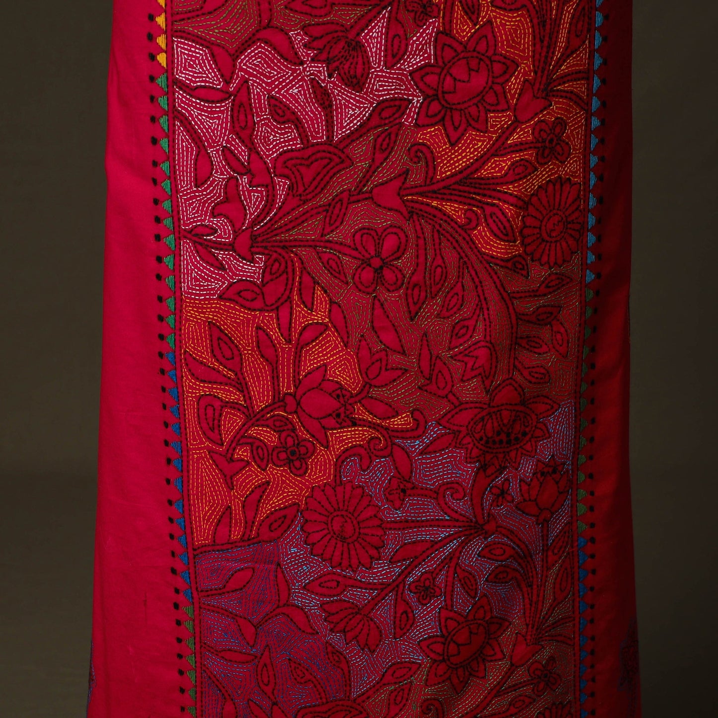 Bengal kantha hand embroidered cotton unstitched kurta
