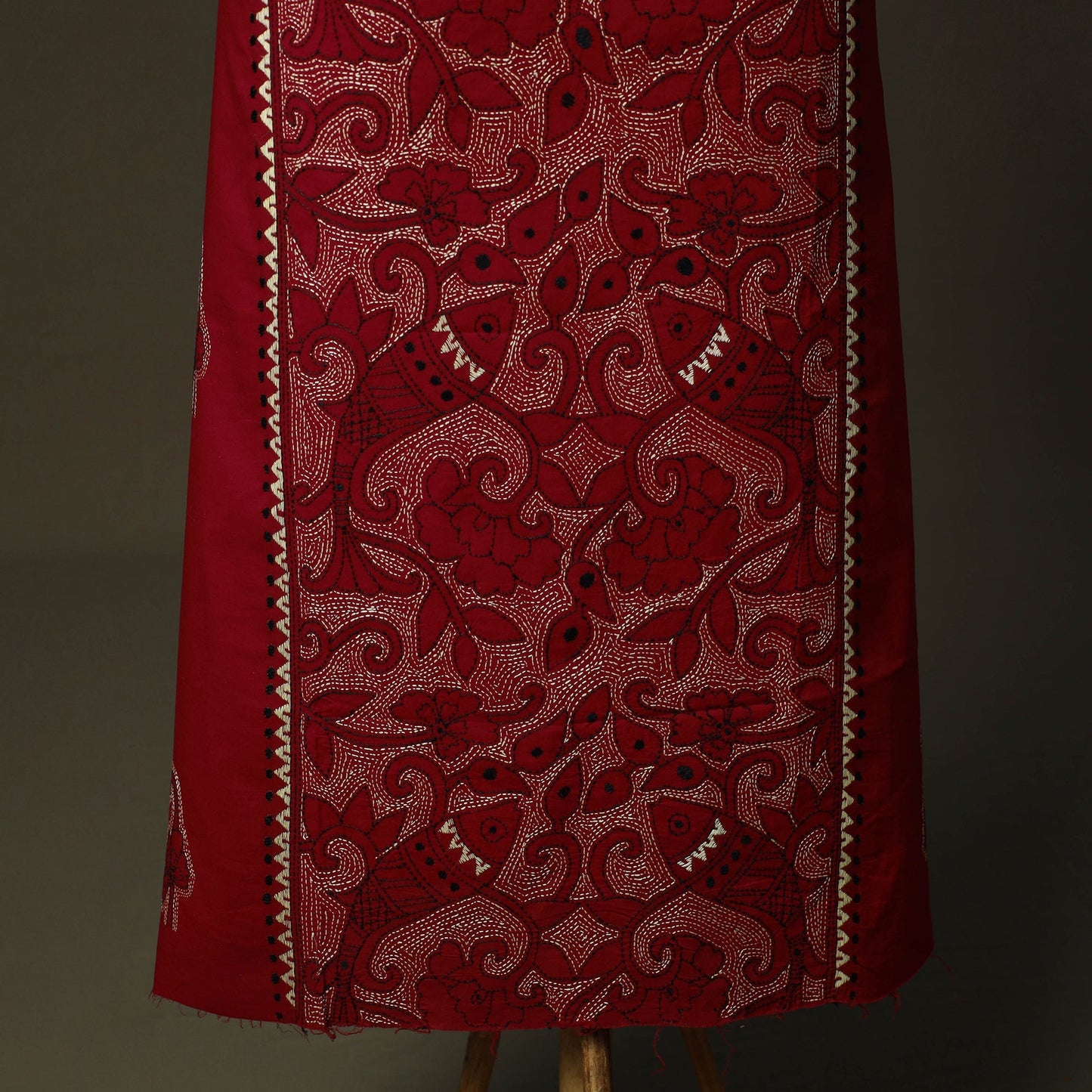 Bengal kantha hand embroidered cotton unstitched kurta
