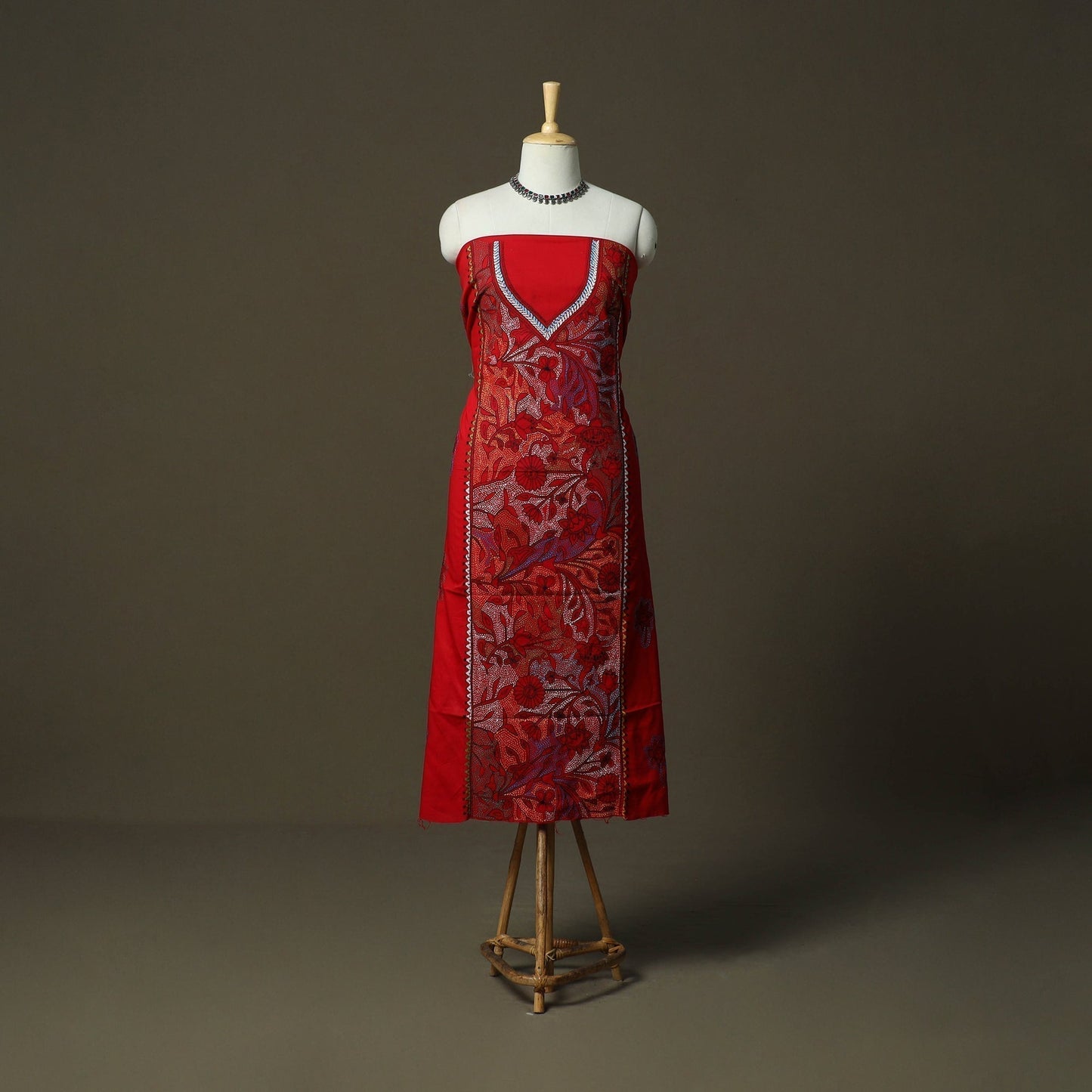 Bengal kantha hand embroidered cotton unstitched kurta
